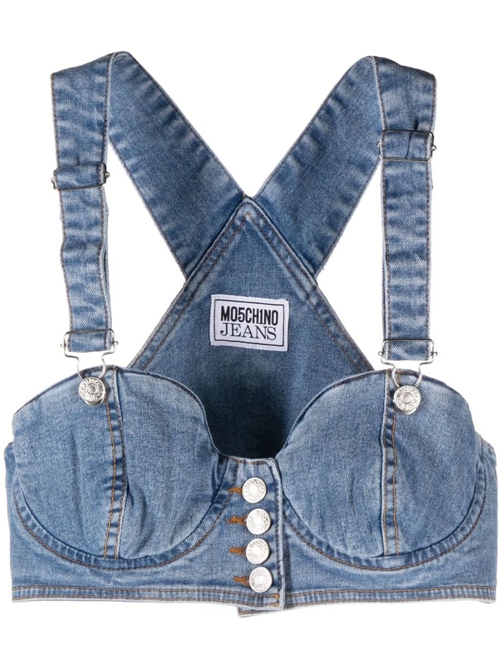 Vintage Moschino Jeans Denim Bustier Overall Crop Top